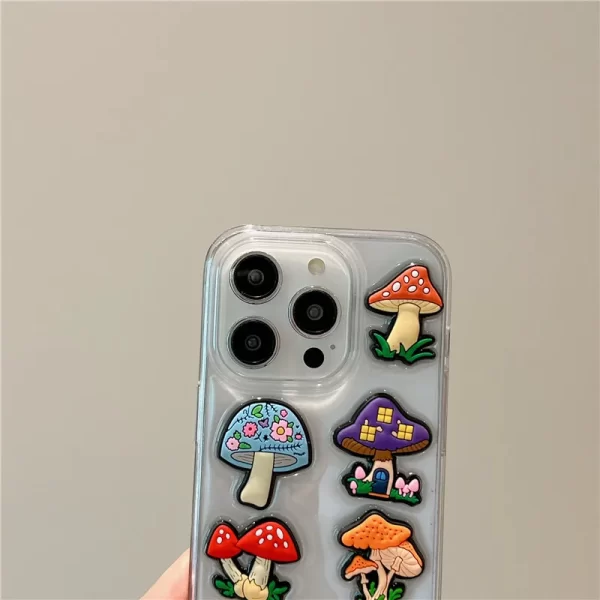 Mushroom DIY Cartoon drop glue Phone Case for iPhone 11 12 13 14 15 16 Pro Max 15pro 16pro Poison mushroom agaric Cover Capa - Image 5